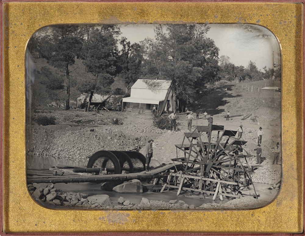 River mining, North Fork, American River, California, half-plate daguerreotype, by George H. Johnson, c. 1850–55. The Nelson-Atkins Museum of Art.