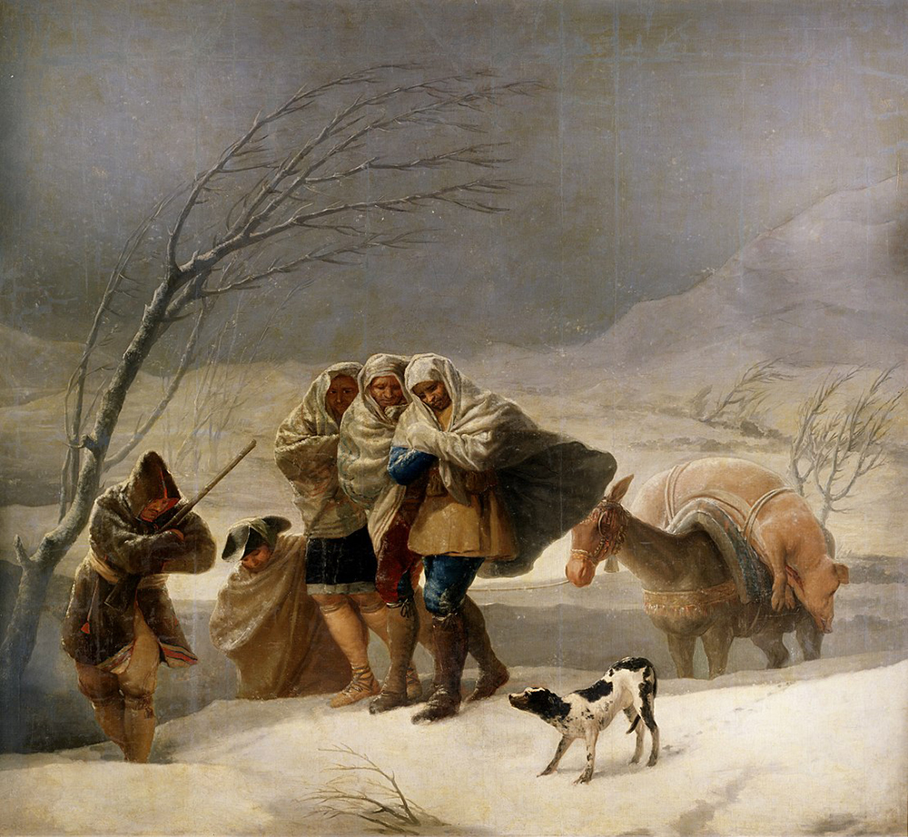 The Snowstorm, painting by Francisco Goya, c. 1786. Wikimedia Commons, Prado Museum.