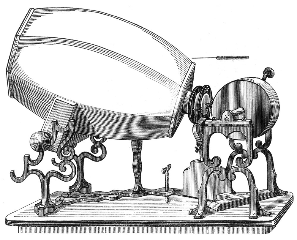 1859 model of Édouard-Léon Scott de Martinville’s phonautograph.