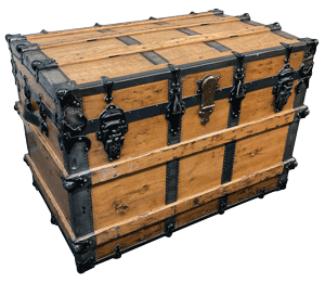 Iron-banded wooden trunk
