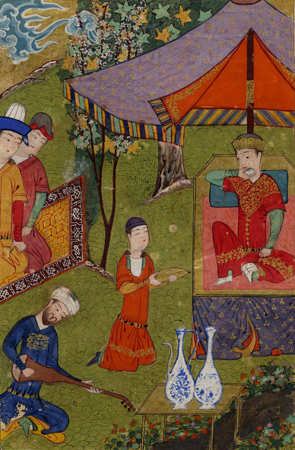 Manuscript page showing the enthronement of Güyük as Great Khan, from Tarikh-i Jahan-Gushay (History of the World Conqueror), by ʿAta Malik Juvayni, 1438. The British Museum.