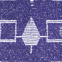 Detail of a purple beaded belt with a white pattern