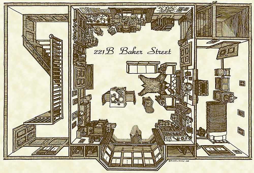 Plan of 221B Baker Street, by Russ Stutler. Wikimedia Commons.
