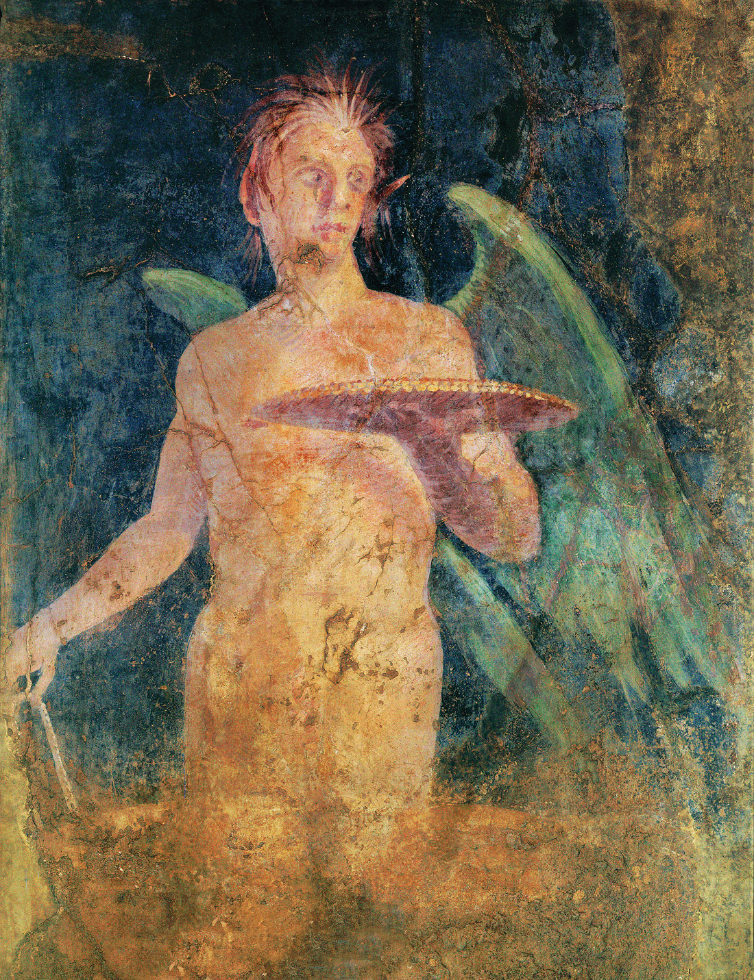 Winged Genius, fresco in Boscoreale, Italy, first century BC. Louvre Museum, Paris, France.