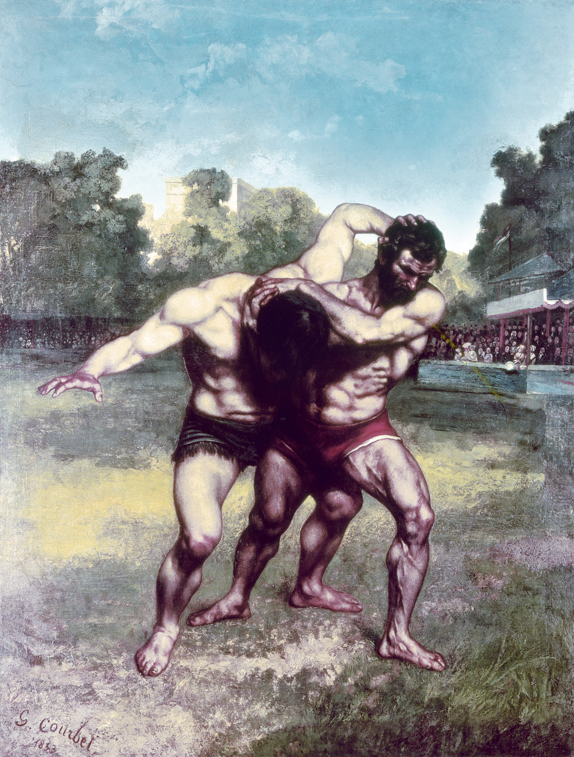 The Wrestlers, by Gustave Courbet, 1853. Museum of Fine Arts, Budapest. 