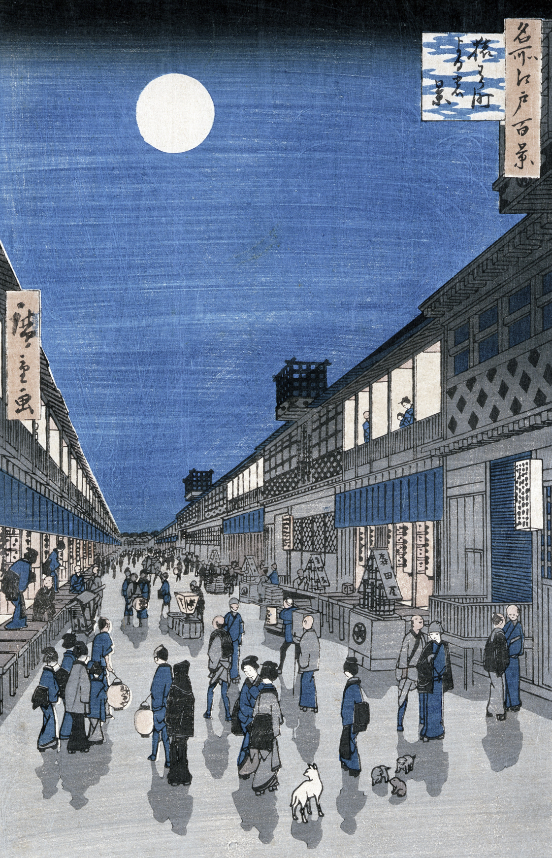 Night View of Saruwaka Street, by Ando Hiroshige, 1856.