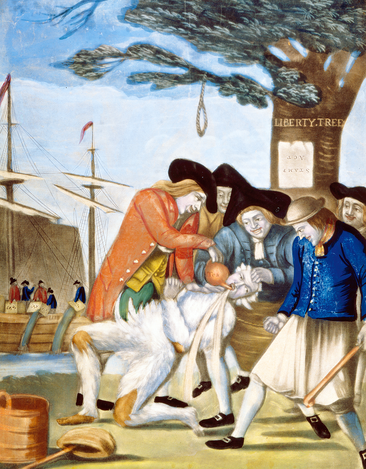 The Bostonians Paying the Excise-Man or Tarring and Feathering, by Philip Dawe, 1774. United States Library of Congress's Prints and Photographs division, Washington D.C. 