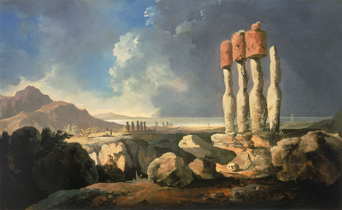 A View of the Monuments of Easter Island, by William Hodges, 1775. National Maritime Museum, Greenwich, London, England. 