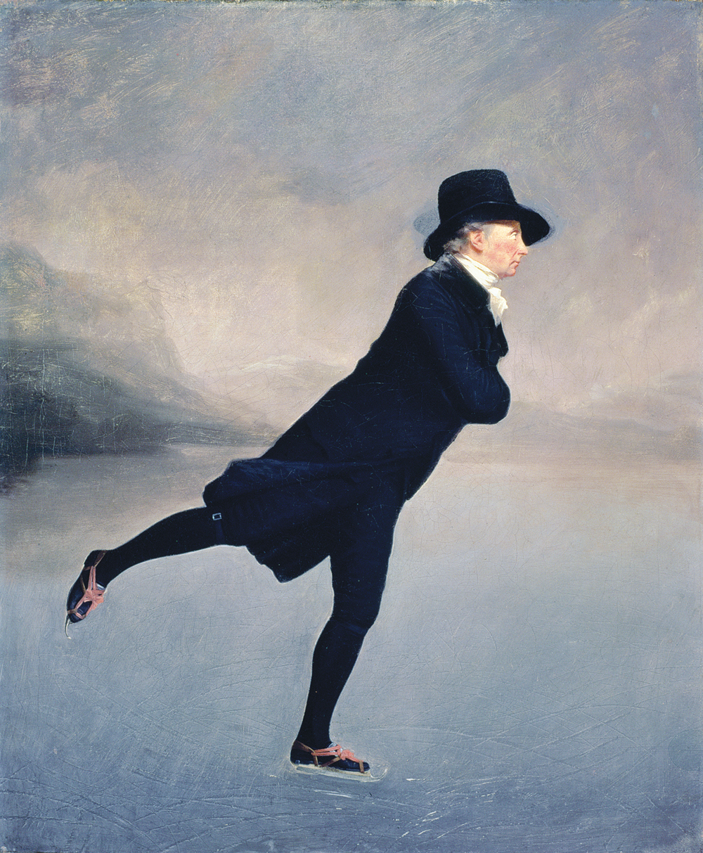 Rev. Robert Walker Skating on Duddingston Loch, by Sir Henry Raeburn, c. 1781. Scottish National Gallery, Edinburgh, Scotland. 