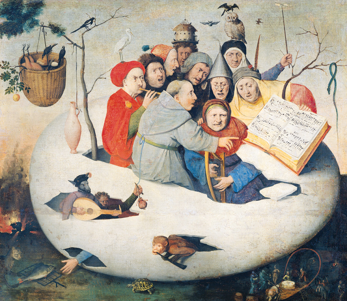 Concert in the Egg, attributed to Hieronymus Bosch, sixteenth century. Palais des Beaux-Arts de Lille, Lille, France. 