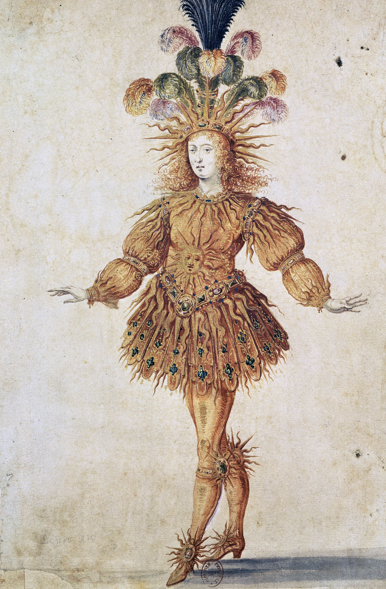 Louis XIV playing Apollo in Le Ballet de la Nuit, by Henry Gissey, c. 1650. Bibliothèque Nationale, Paris. 