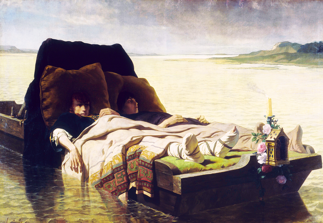 Les Énérves de Jumièges, by Evariste-Vital Luminais, 1880. Musée des beaux-arts de Rouen, France. According to legend, when two of Clovis II’s sons  dared to rise up against him, he had them hamstrung and set adrift in the Seine. 