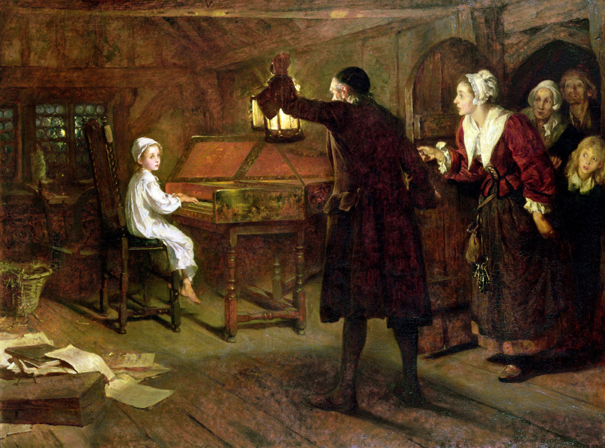 The Child Handel, Discovered by His Parents, by Margaret Isabel Dicksee, 1893. Brighton Museum & Art Gallery, Brighton, United Kingdom. 