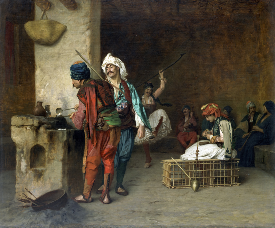 Cafe House, Cairo (Casting Bullets), by Jean-Léon Gérôme, c. 1875. The Metropolitan Museum of Art, Bequest of Henry H. Cook, 1905,