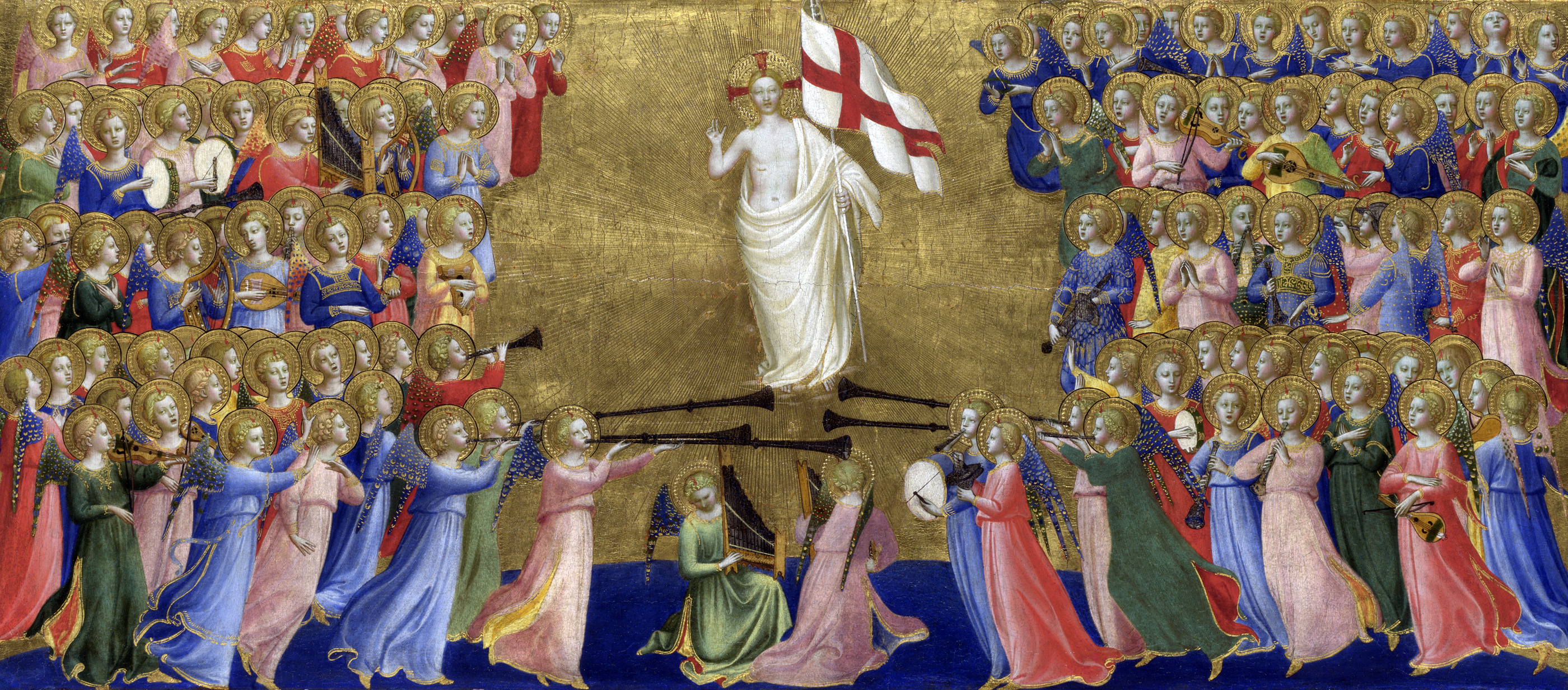 Christ glorified in the court of heaven, Fiesole San Domenico Altarpiece (detail), by Fra Angelico, c. 1424. National Gallery, London.
