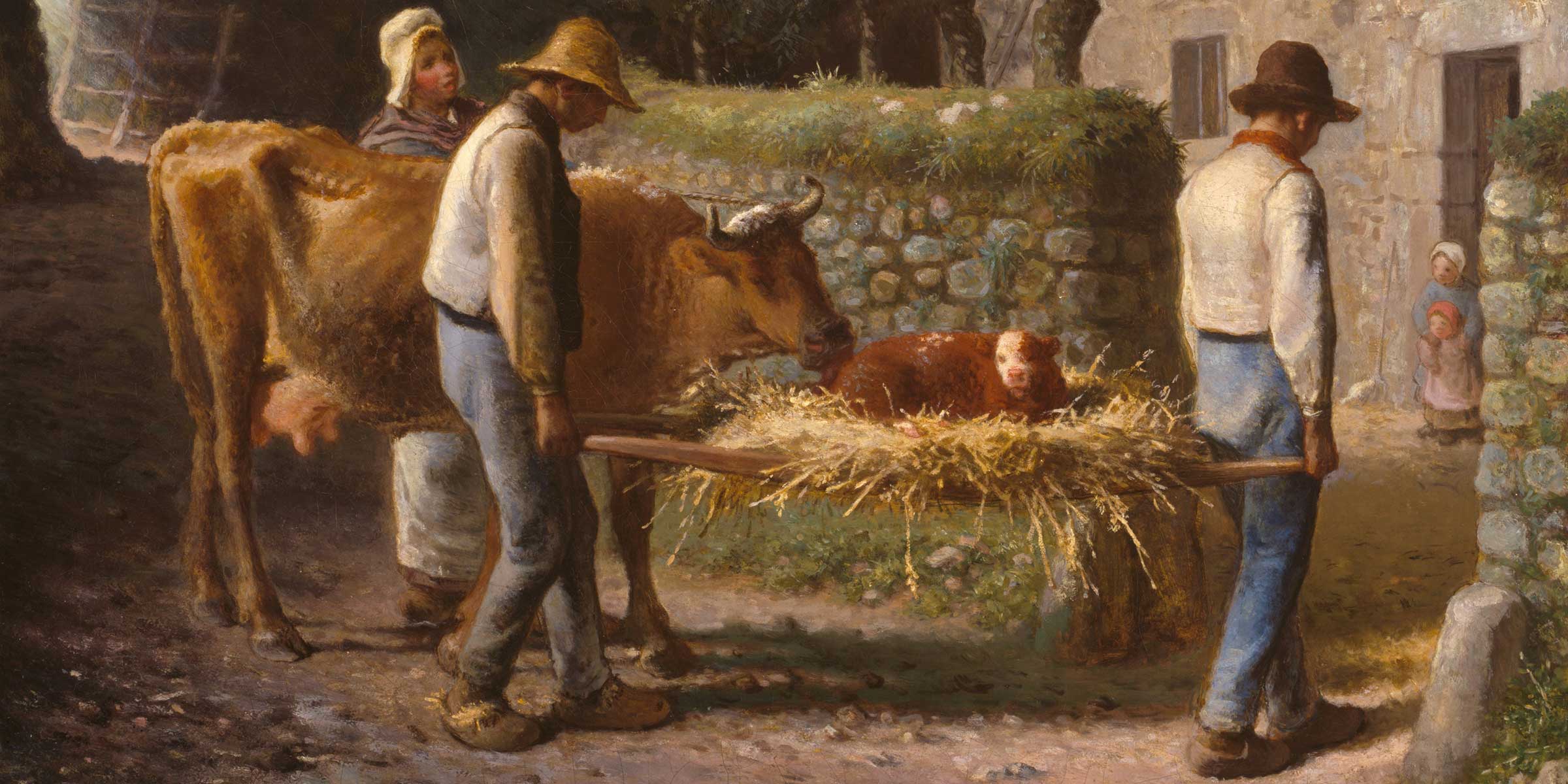 Peasants Bringing Home a Calf Born in the Fields (detail), by Jean-François Millet, 1864.