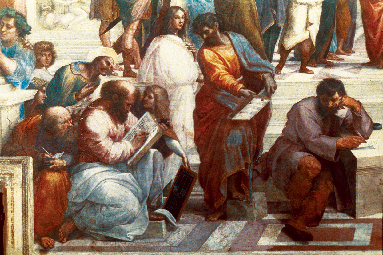 The School of Athens (detail), by Raphael, c. 1509–1510. Apostolic Palace, Vatican City. 