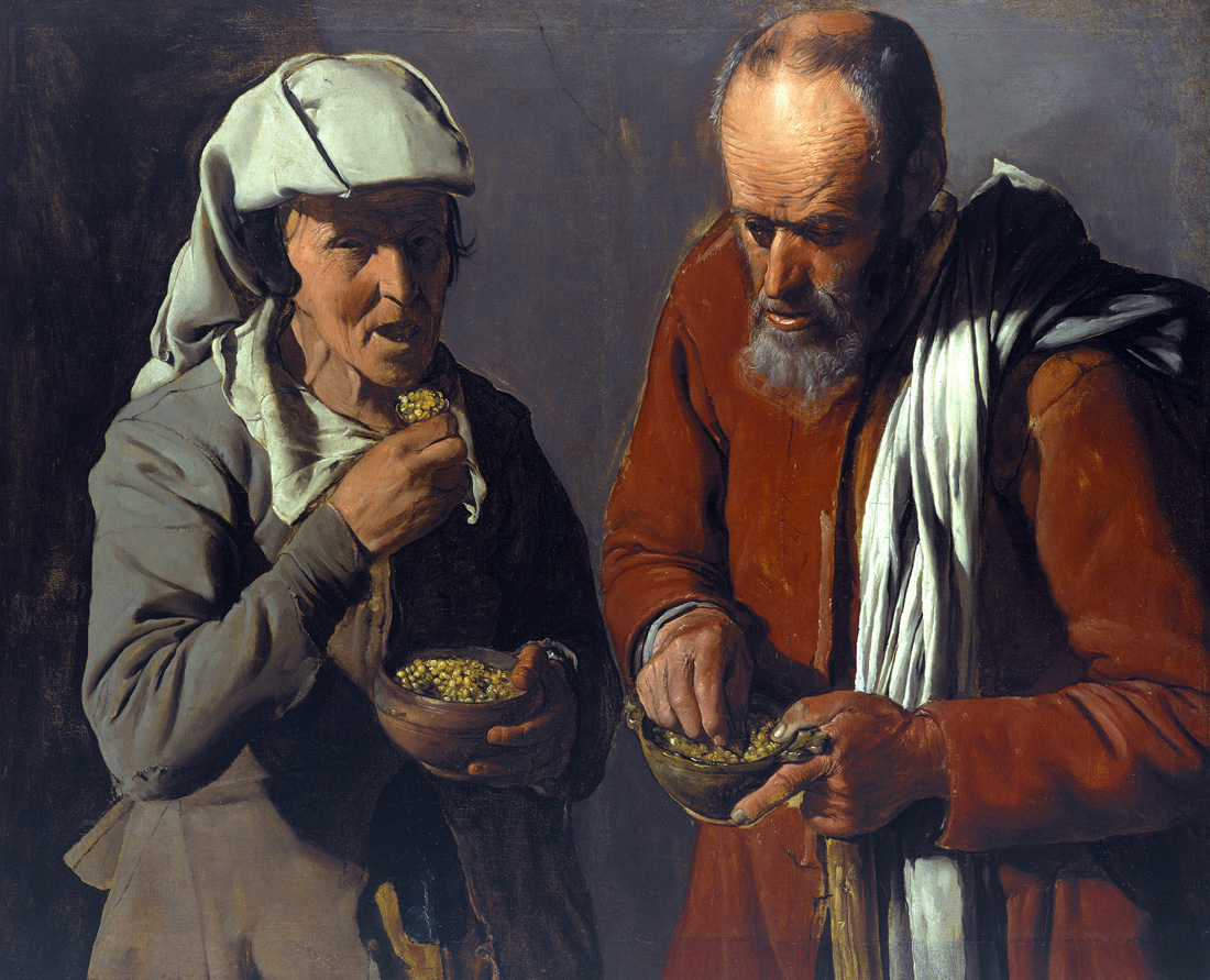 Old Peasant Couple Eating, by Georges de La Tour, c. 1622. Gemäldegalerie, Berlin.