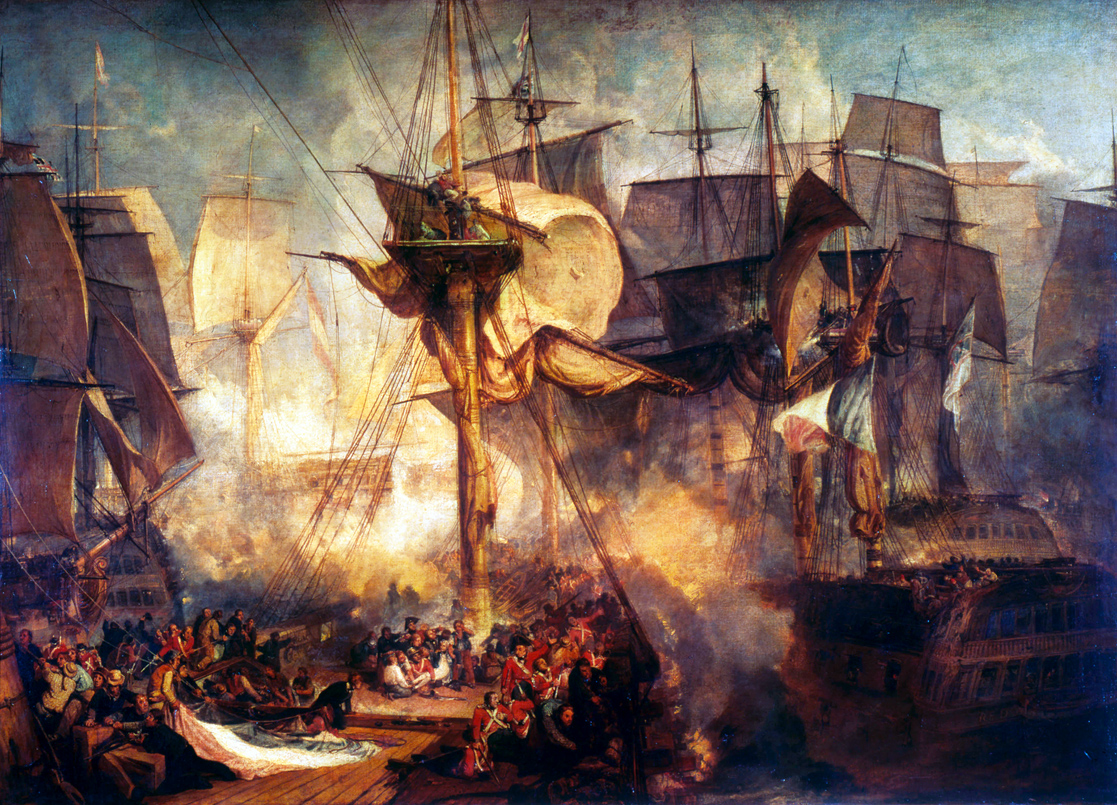 The Battle of Trafalgar, as Seen from the Mizen Starboard Shrouds of the Victory, by J. M. W. Turner, 1806-1808. Tate Britain, London.