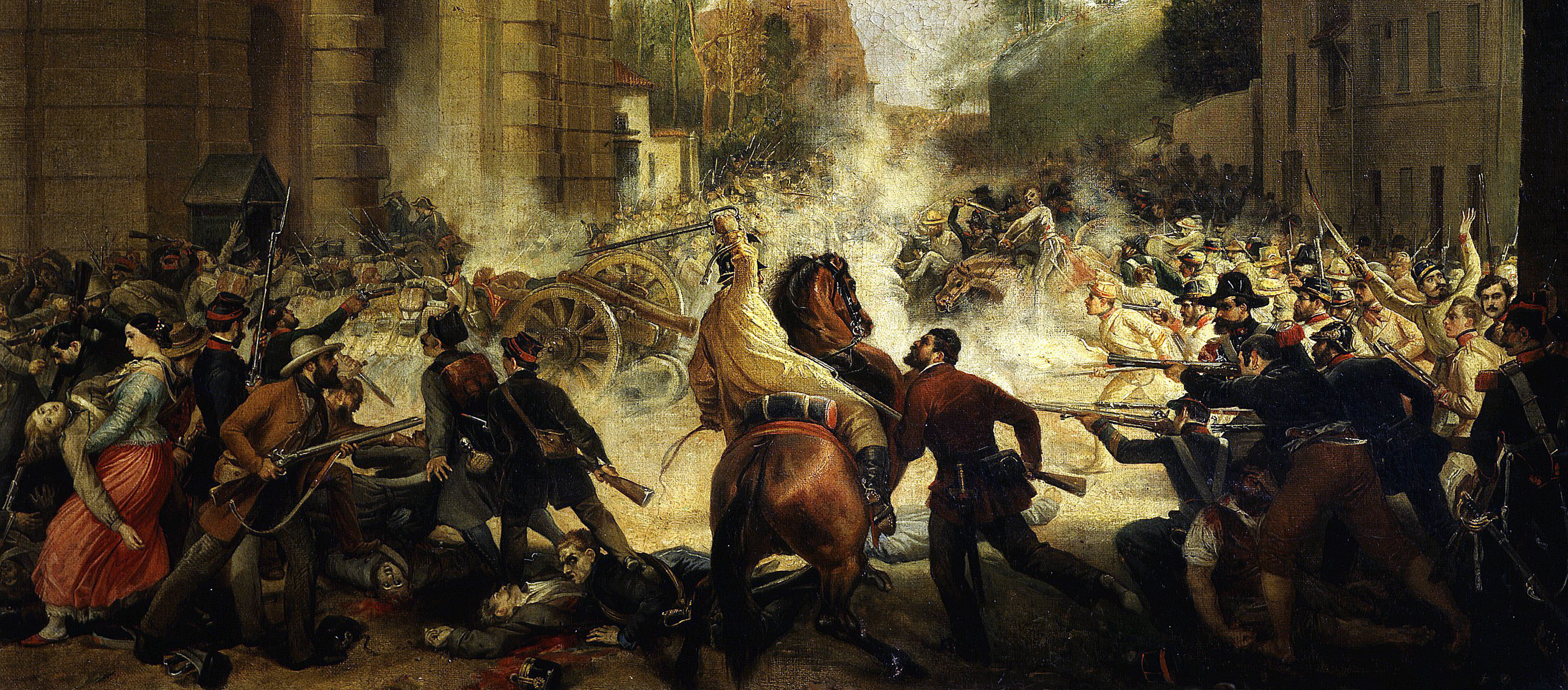 The Expulsion of the Austrians from the Porta Galleria, August 8, 1848, by Antonio Muzzi, c. 1849. 