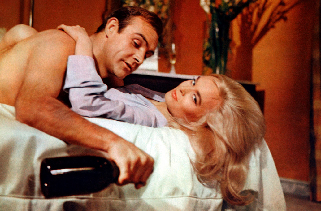 Film still for Goldfinger, with Sean Connery.