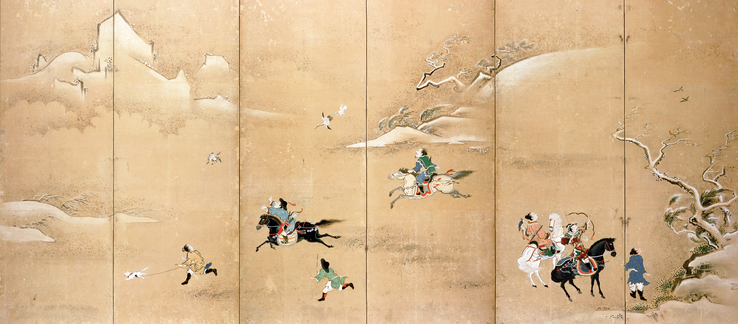 Boar hunt, Japanese folding screen, c. 1800. © Christie’s Images/The Bridgeman Art Library International. 