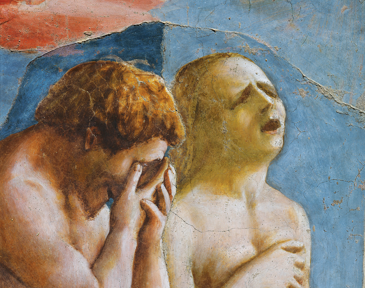 Expulsion from Paradise (detail), by Maso di San Giovanni Masaccio, 1401–1428. Brancacci Chapel, Santa Maria del Carmine, Florence, Italy. 
