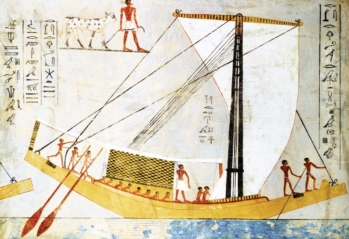 Egyptian sailors, copy of an ancient wall painting, by Nina de Garis Davies, c. 1925. © Ashmolean Museum, University of Oxford, The Bridgeman Art Library International.