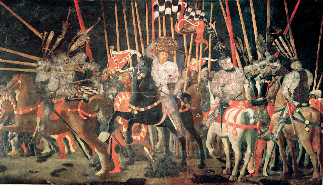 The Counterattack of Michelotto da Cotignola at the Battle of San Romano, by Paolo Uccello, c. 1455. Louvre Museum, Paris. 