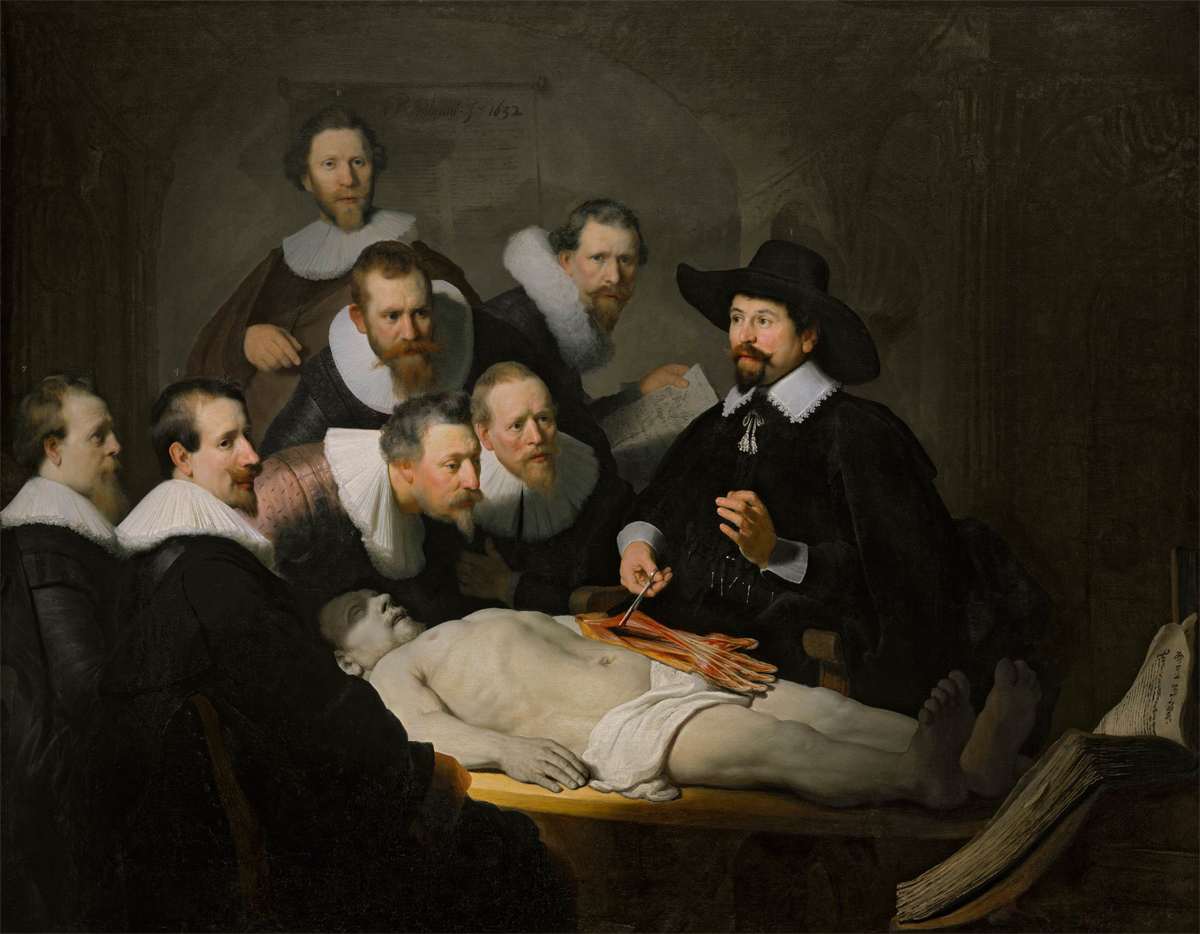 The Anatomy Lesson of Dr. Nicolaes Tulp, by Rembrandt, 1632. Royal Picture Gallery Mauritshuis.