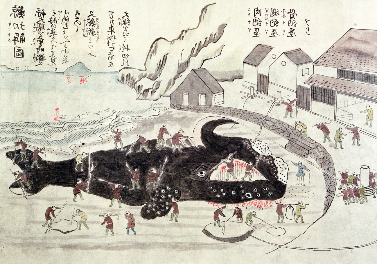 Jointing a whale, nineteenth-century Japanese engraving. © Archives Charmet/The Bridgeman Art Library International.