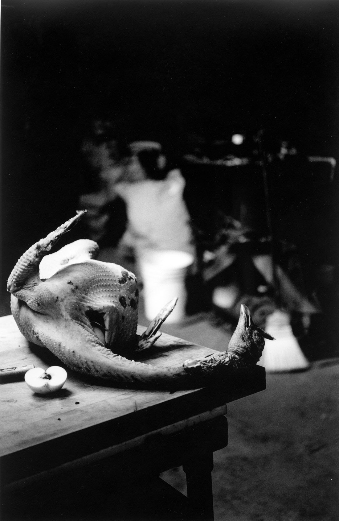 A wild turkey being prepared by chef and blacksmith Angelo Garro, San Francisco. Photograph by Lena Herzog. © Lena Herzog. 