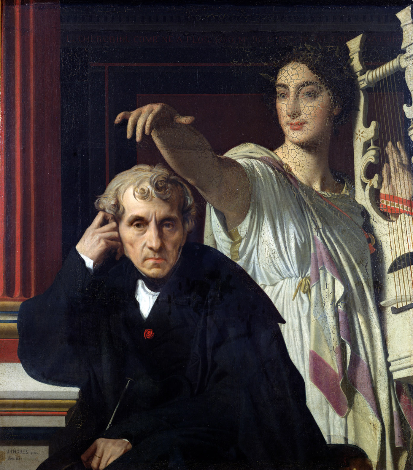 Composer Luigi Cherubini and a Muse, by Jean-Auguste-Dominique Ingres, 1842. Louvre Museum, Paris, France. 