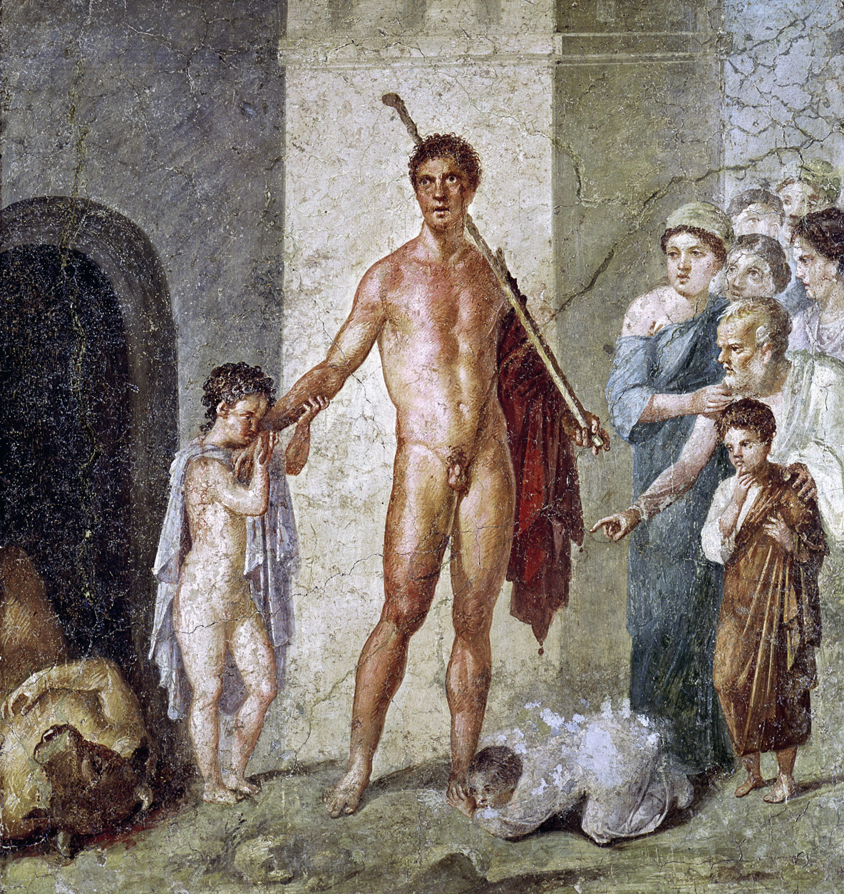 Theseus triumphs over the Minotaur, fresco, Pompeii, c. 70. Naples National Archaeological Museum, Italy. 