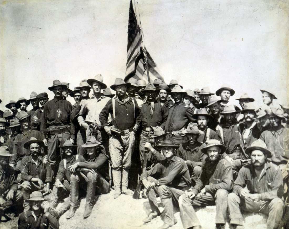 Theodore Roosevelt and his Rough Riders at the top of San Juan Hill, Cuba, 1898. Photograph by William Dinwiddie. United States Library of Congress Prints and Photographs Division Washington, D.C. 