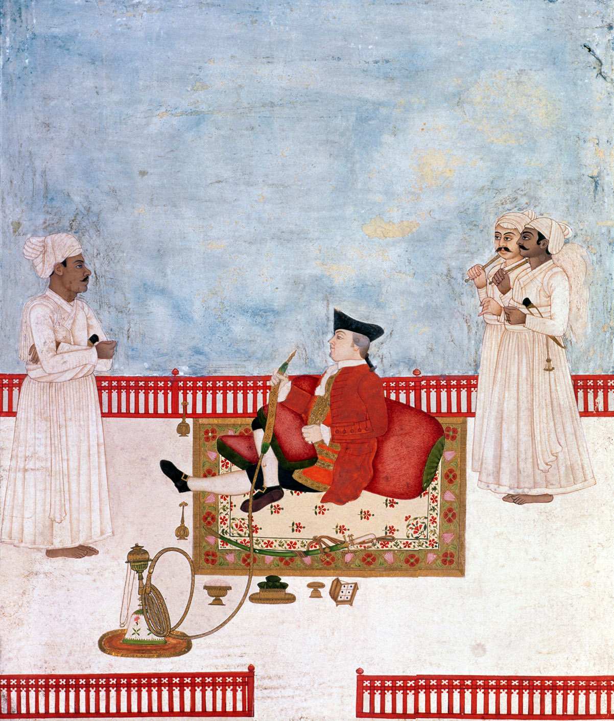 East India Company official with attendants in waiting, by Dip Chand, 1763. 