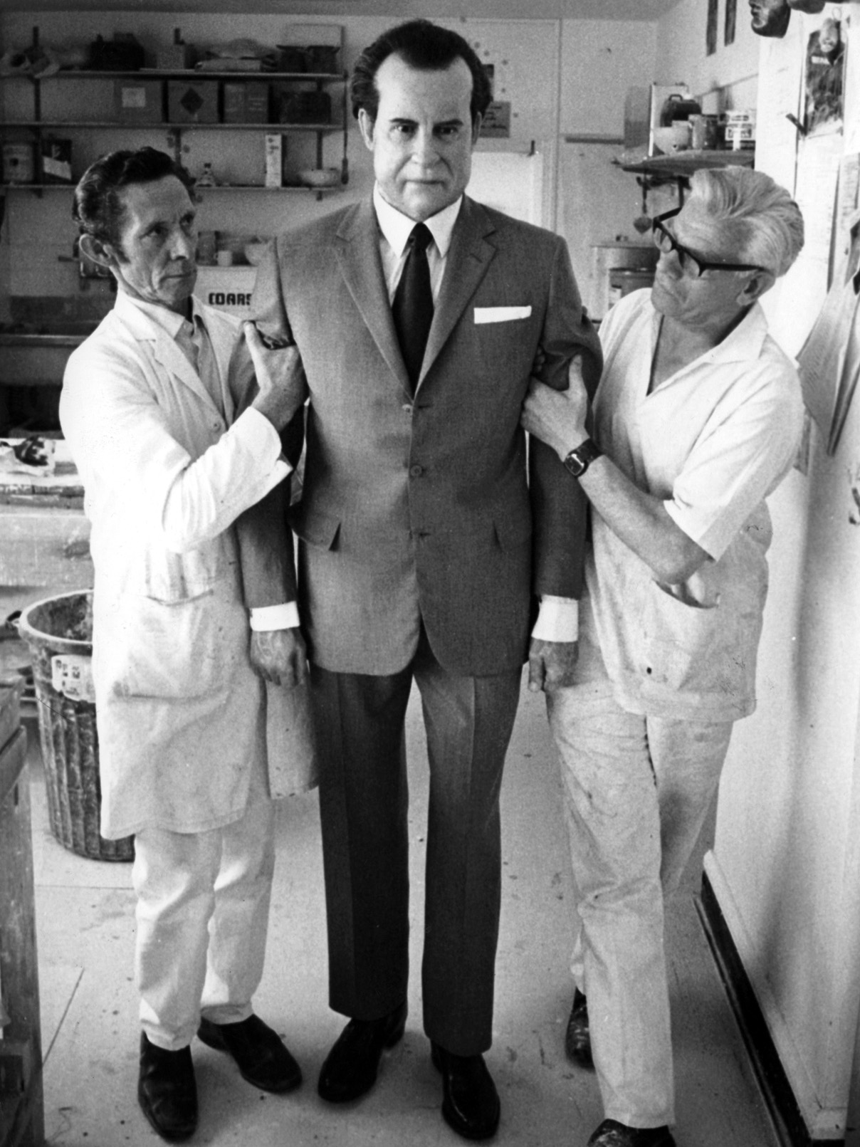 Richard Nixon waxwork being removed from Madame Tussauds, London, 1974. © HIP/ Art Resource, NY