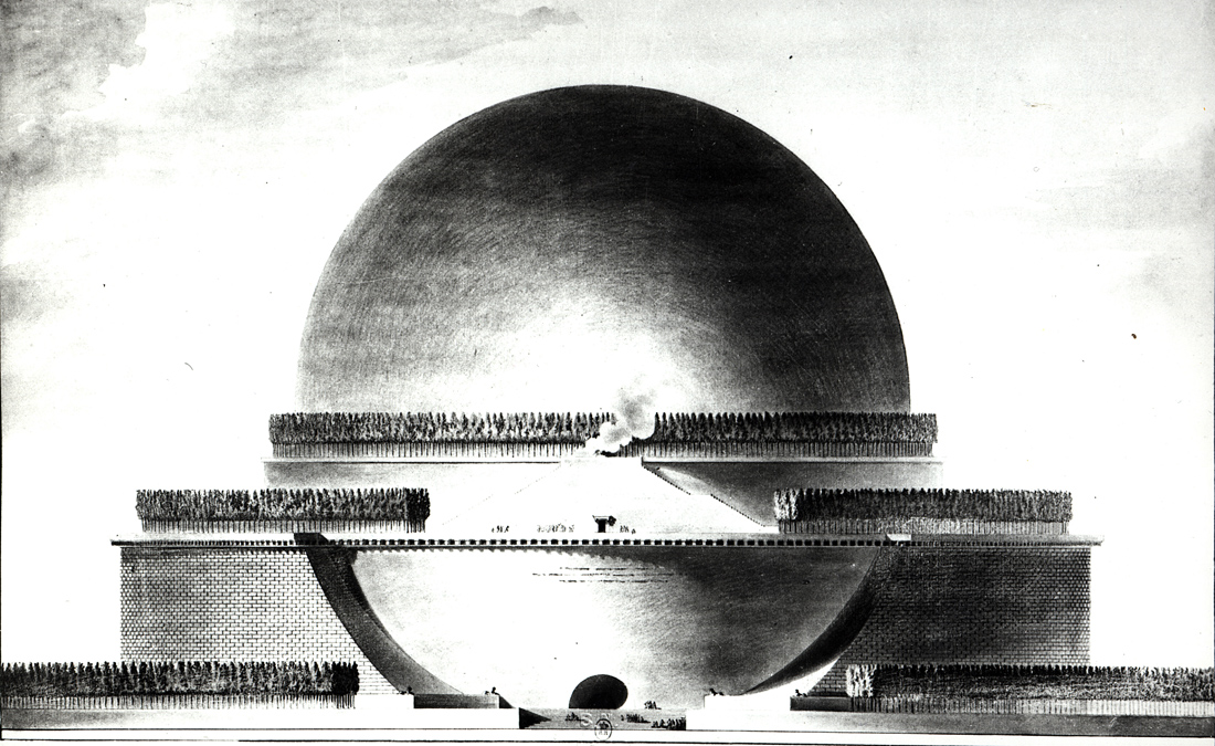 Design for Isaac Newton’s cenotaph, by Étienne-Louis Boullée, 1784.