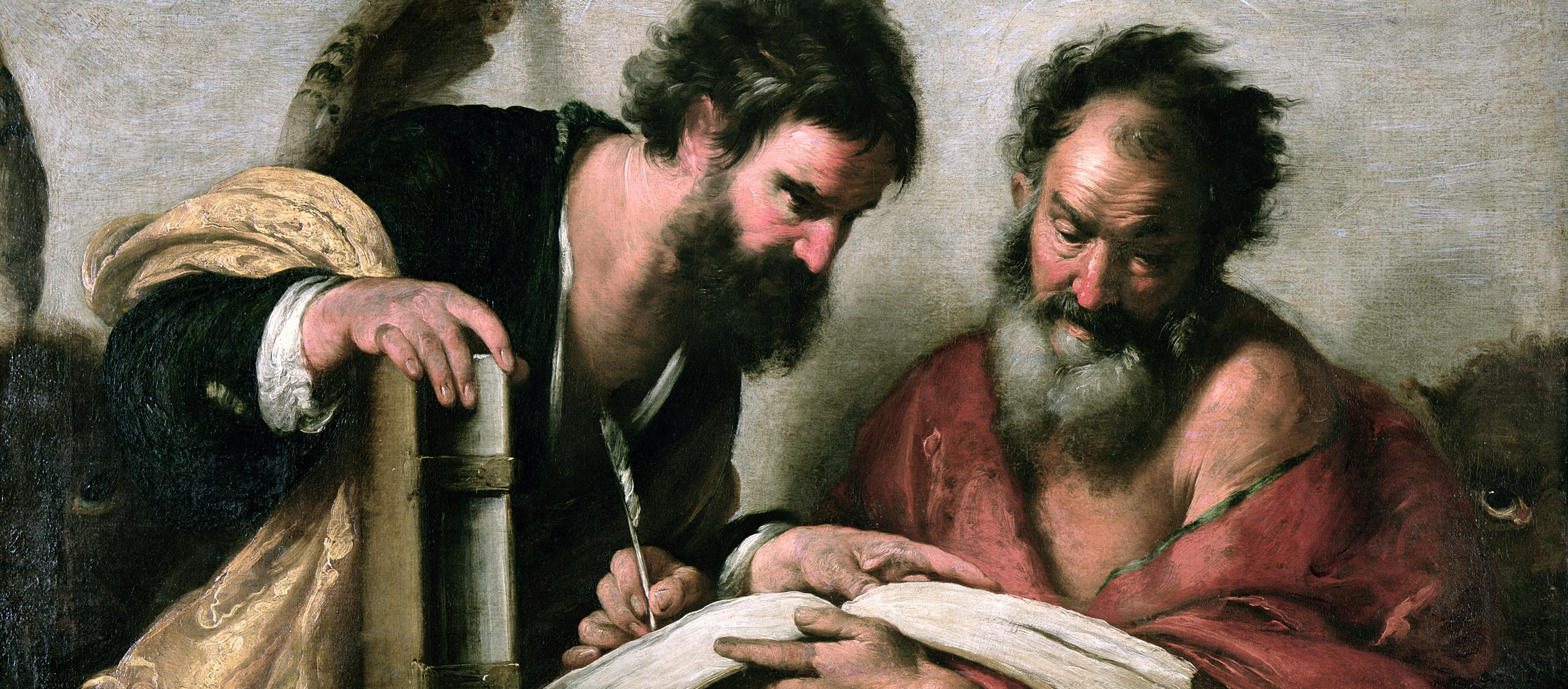 St. Mark and St. John in Consultation on their Writings, by Bernardo Strozzi, c. 1610.