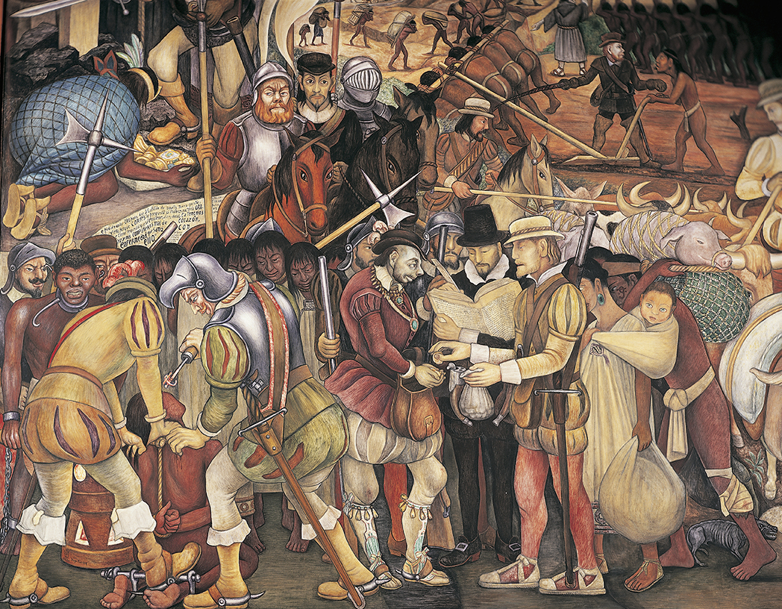 Disembarkation of the Spanish At Veracruz (detail), by Diego Rivera, 1951