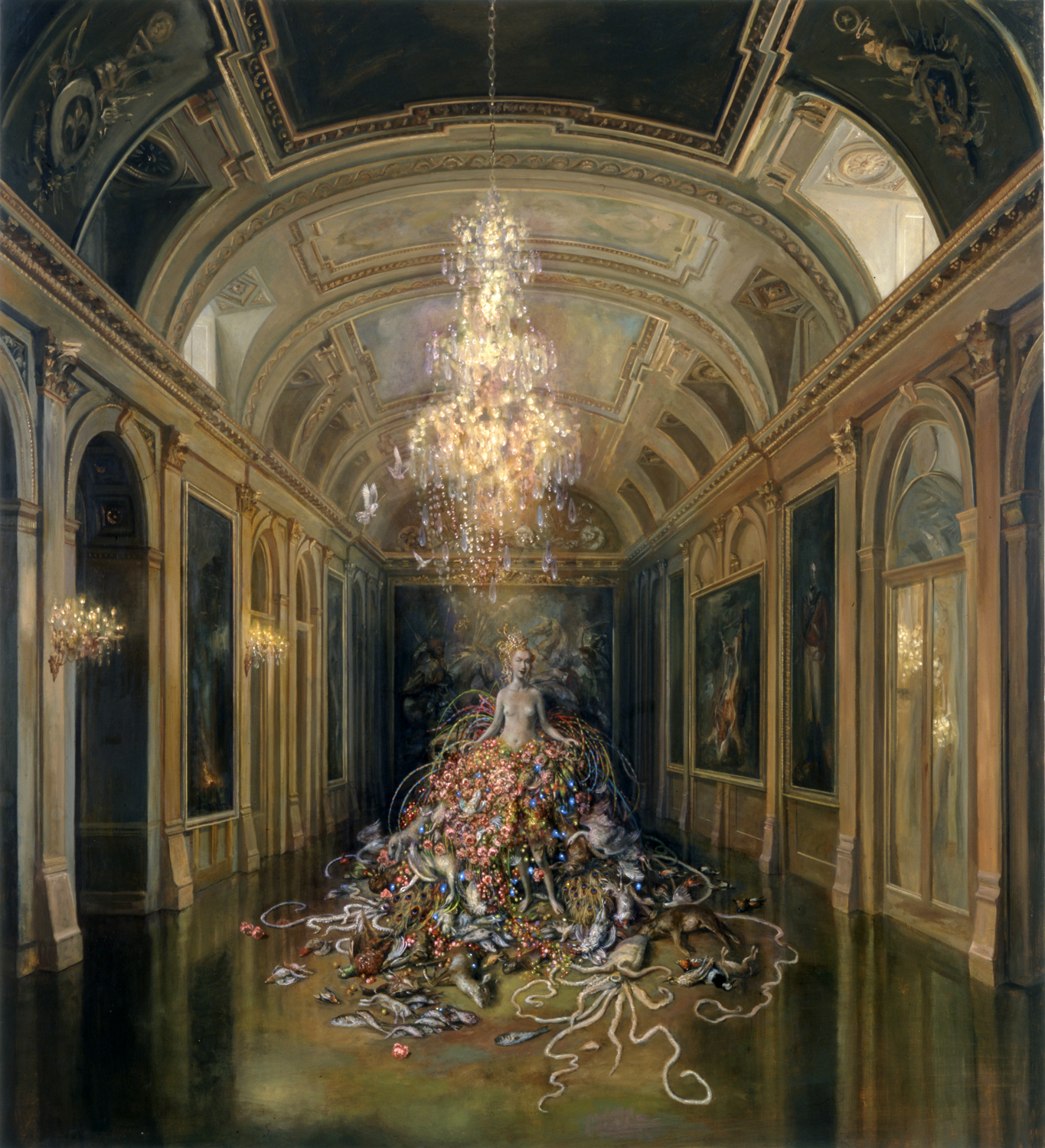 Self Portrait as Dirty Princess, by Julie Heffernan, 2004. Oil on canvas, 75" x 68". © Julie Heffernan, courtesy of the artist and P.P.O.W Gallery, New York.