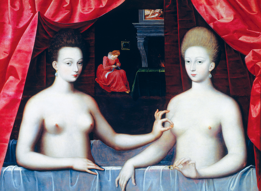Gabrielle D’Estrées and One of Her Sisters, c. 1594. Louvre Museum, Paris, France.