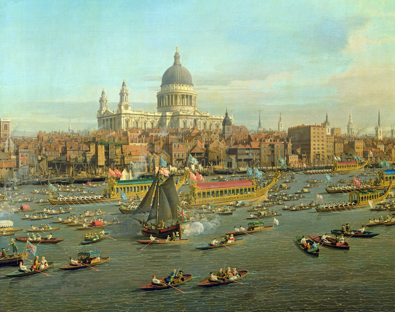 London: The Thames on Lord Mayor’s Day (detail), by Antonio Canaletto, c. 1750..