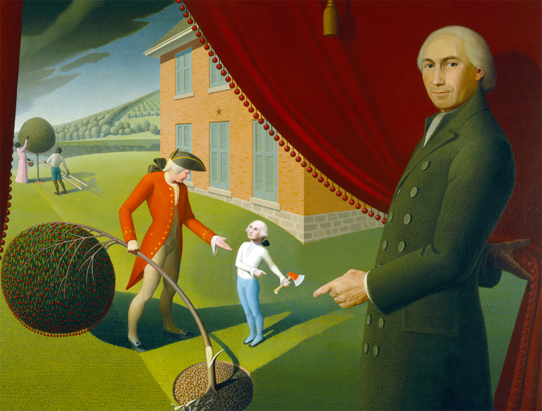 Parson Weems’ Fable, by Grant Wood, 1939.