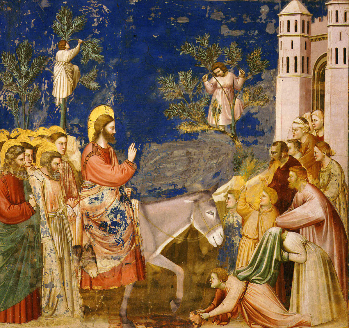 Jesus entering Jerusalem, Scrovegni Chapel (detail), Padua, Italy, by Giotto di Bondone, c. 1307. 