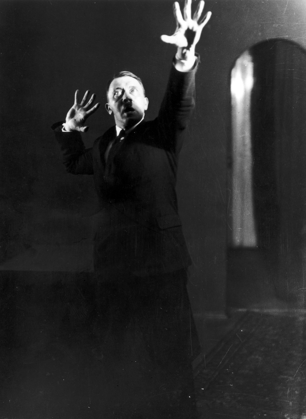 Adolf Hitler practices a speech, 1925. Photography by Heinrich Hoffmann. German Federal Archives, Koblenz, Germany.