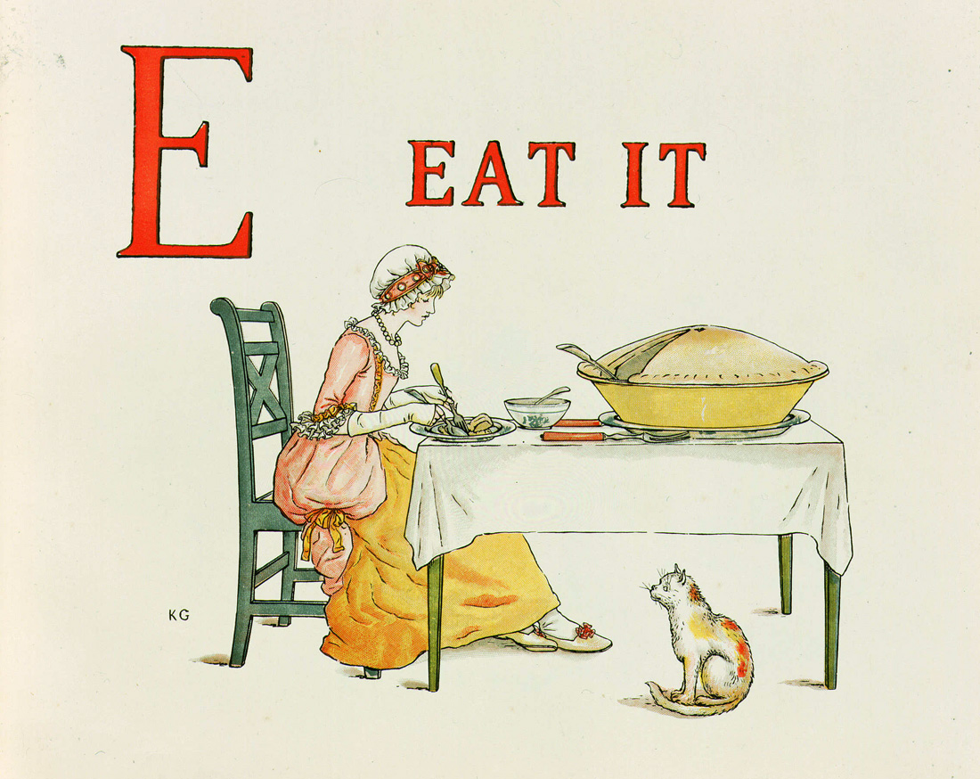 Illustration from Kate Greenaway’s Alphabet, 1885.