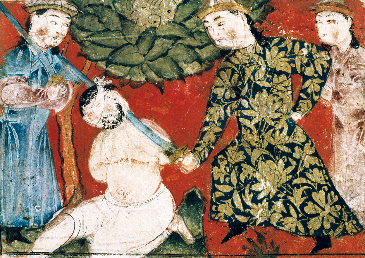 Decapitation of a prisoner, from an illuminated Saray album, fourteenth century. Berlin State Library, Prussian Cultural Heritage Foundation, Germany.