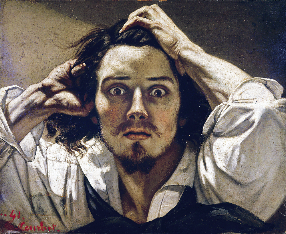 The Desperate Man, self-portrait by Gustave Courbet, 1843–45. © Luisa Ricciarini / Leemage / Bridgeman Images. The Desperate Man, self-portrait by Gustave Courbet, 1843–45. © Luisa Ricciarini / Leemage / Bridgeman Images.
