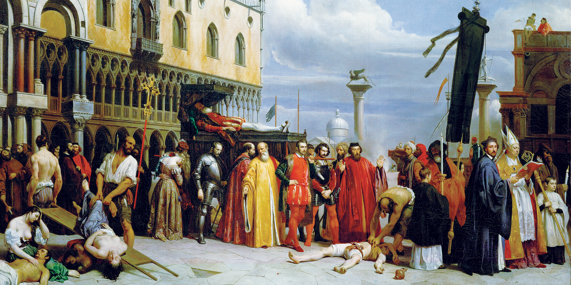 Funeral Honors Rendered to Titian After His Death at Venice During the Plague of 1576 (detail), by Alexandre Hesse, 1833. Musée du Louvre. © Erich Lessing / Art Resource, NY. Funeral Honors Rendered to Titian After His Death at Venice During the Plague of 1576 (detail), by Alexandre Hesse, 1833. Musée du Louvre. © Erich Lessing / Art Resource, NY.